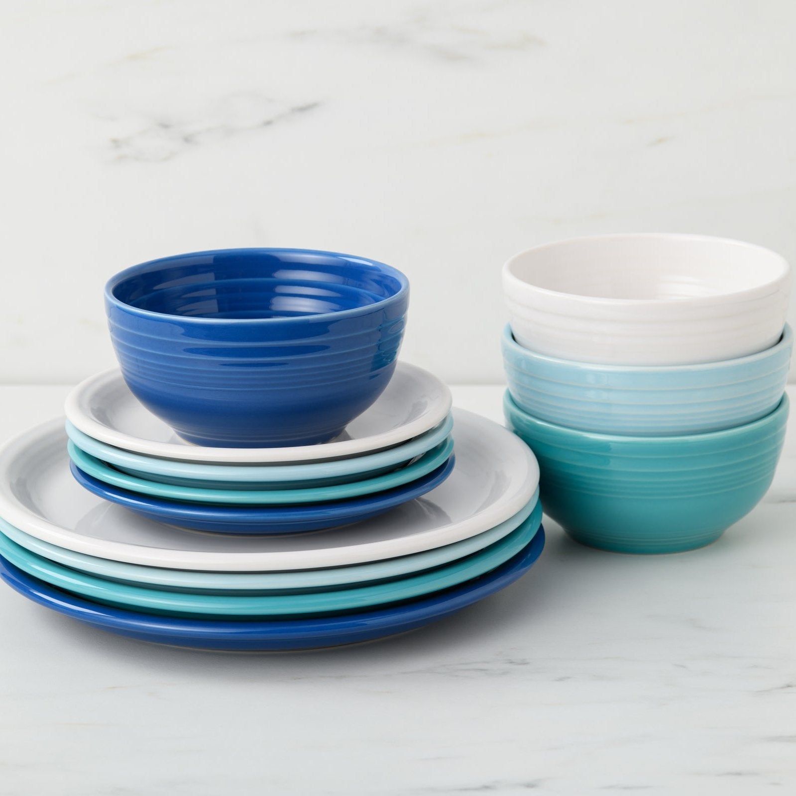 Fiesta Mixed Coastal Blues Bistro Coupe 12-Piece Dinnerware Set, Service for 4 - Image 2