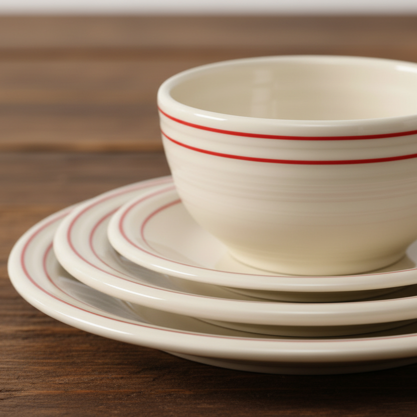 Fiesta Americana Scarlet Band Set of 4 Classic Rim 10 1/2-Inch Dinner Plates - Image 3