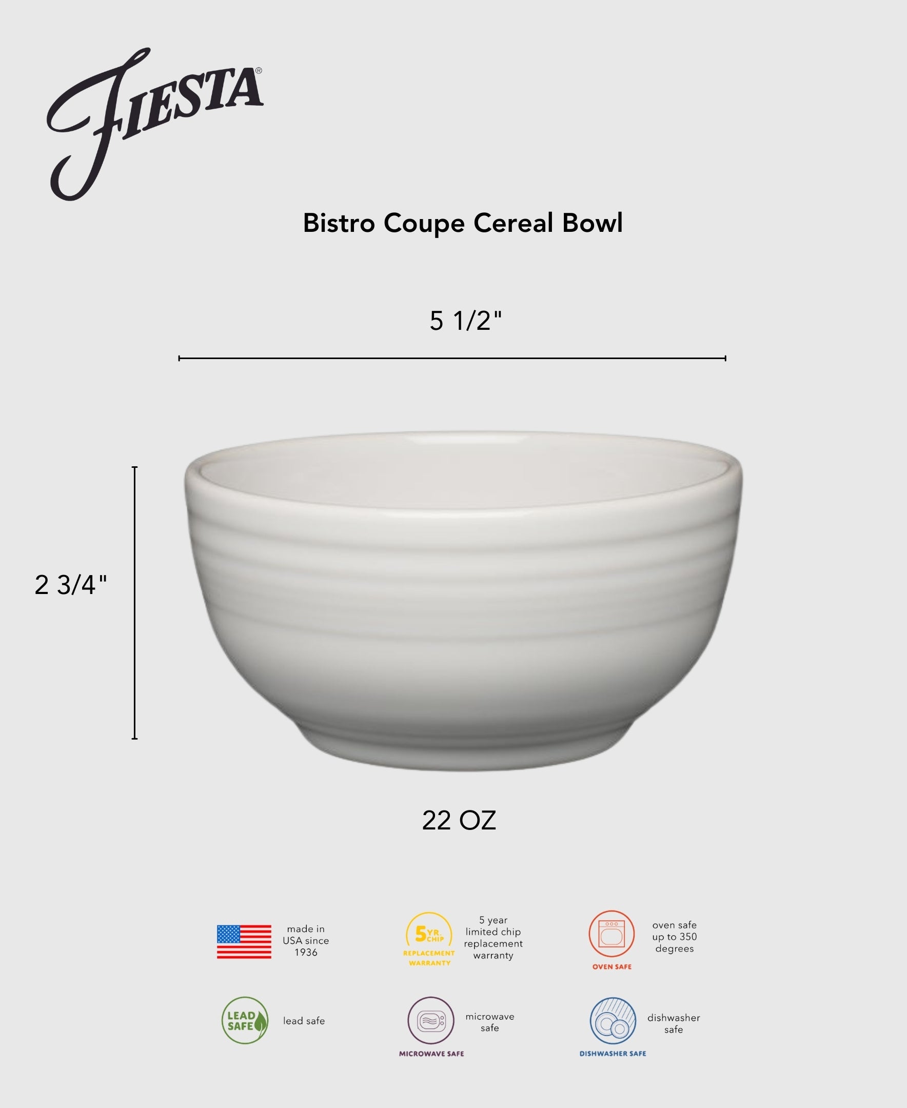 Fiesta Bistro Coupe 5 1/2 Inch Cereal Bowl 22 OZ - Image 5