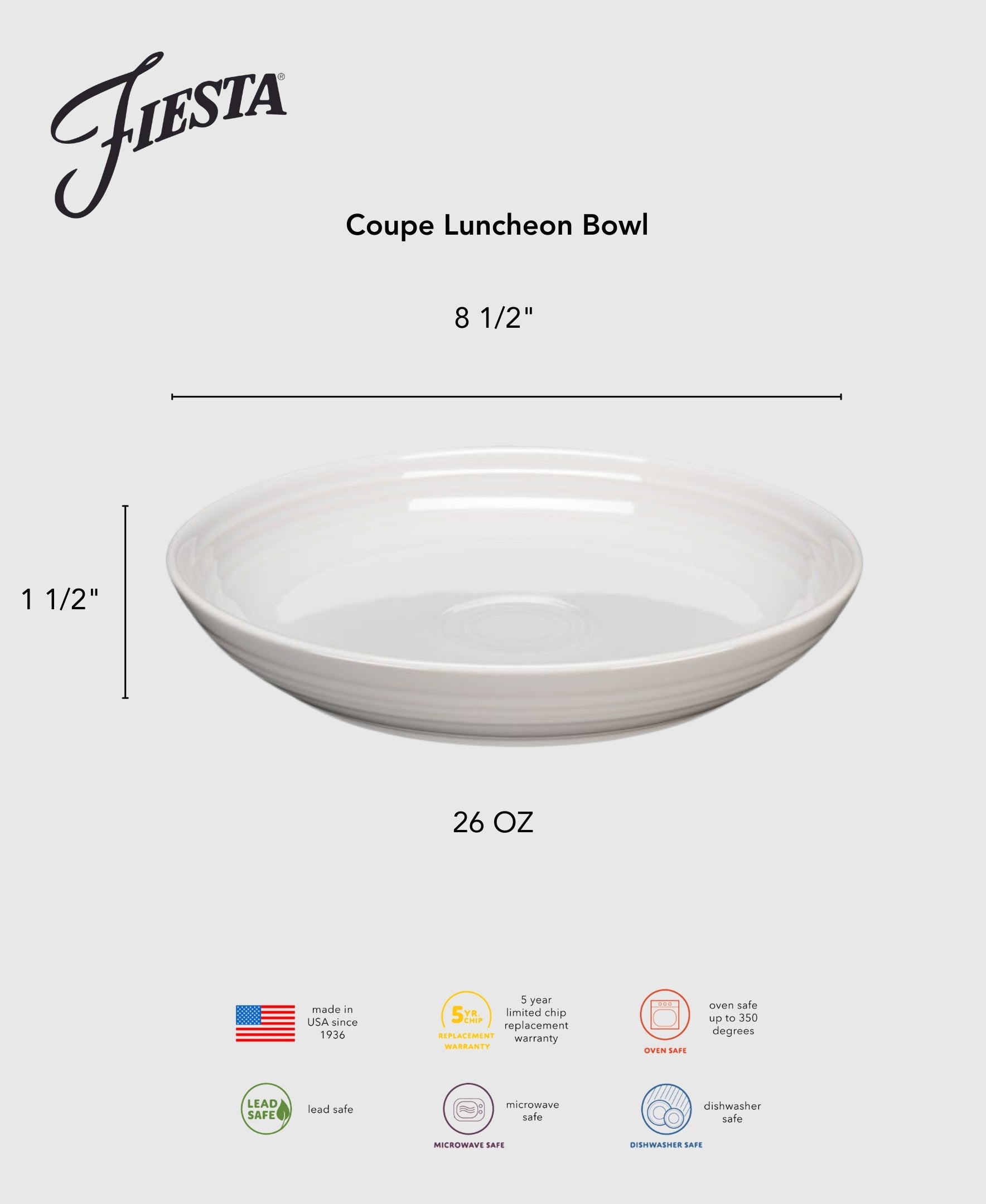 Fiesta Coupe 8 1/2 Inch Luncheon Bowl 26 OZ Foundry - Image 2