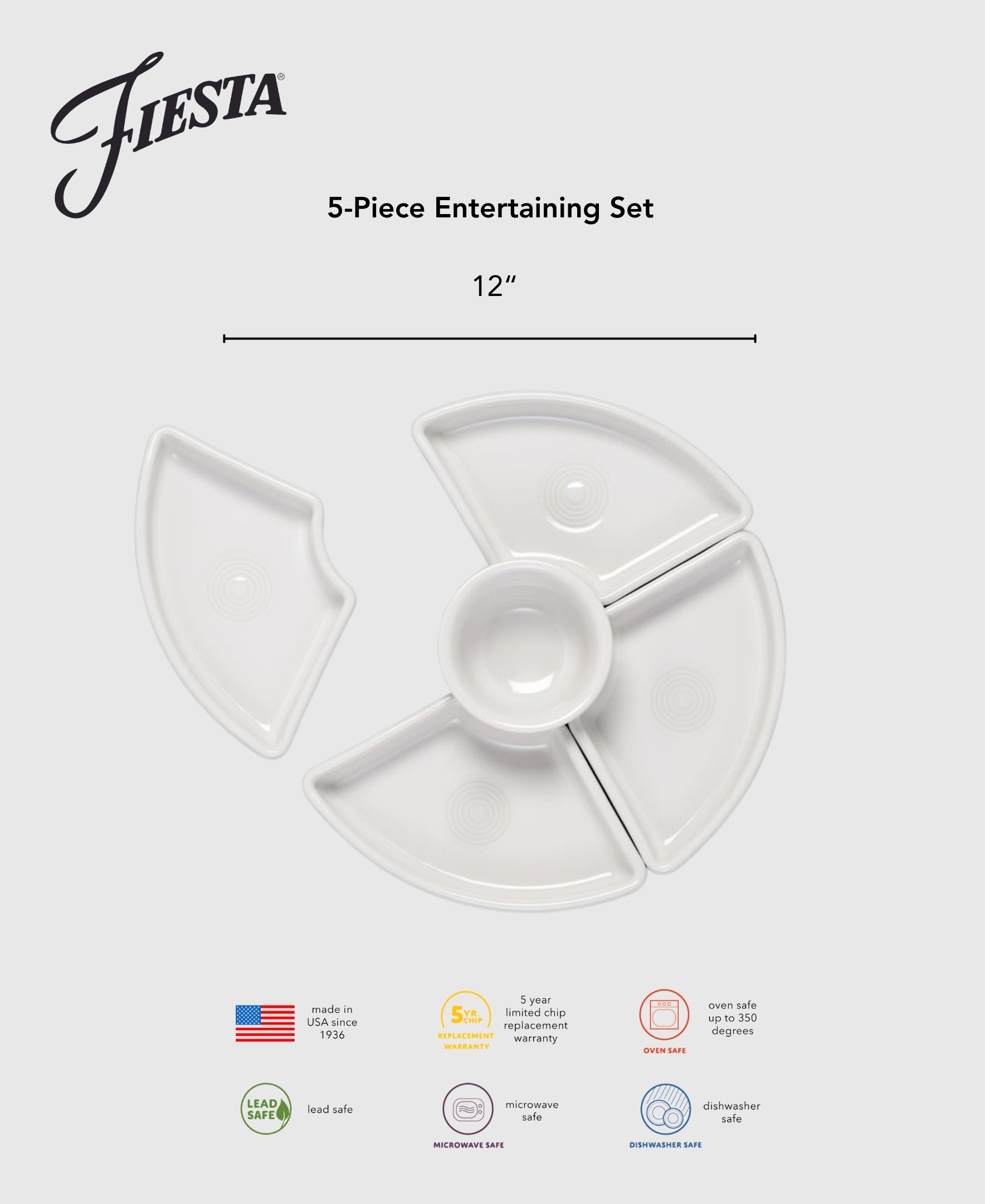 Fiesta Retired Sunset Horizon 5-Piece Mixed Colors Entertaining Set 8 1/5 Inch - Image 3