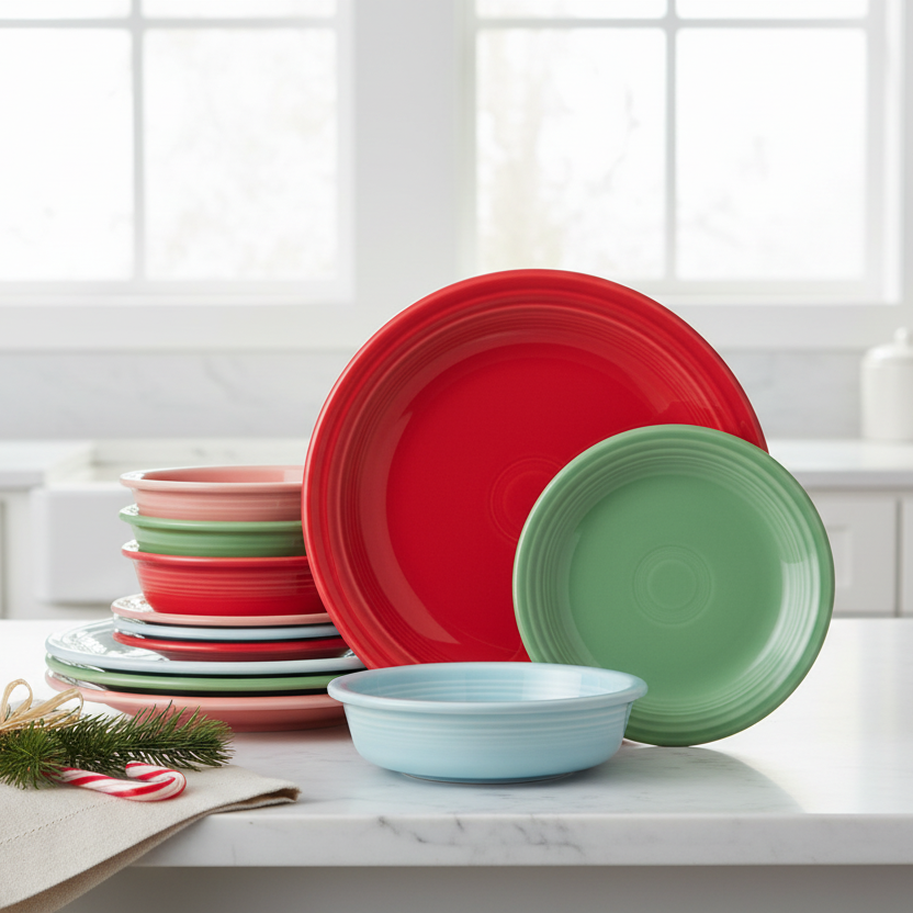 Fiesta Peppermint Frost Mixed Color Classic Rim 12-Piece Dinnerware Set, Service for 4 - Image 2
