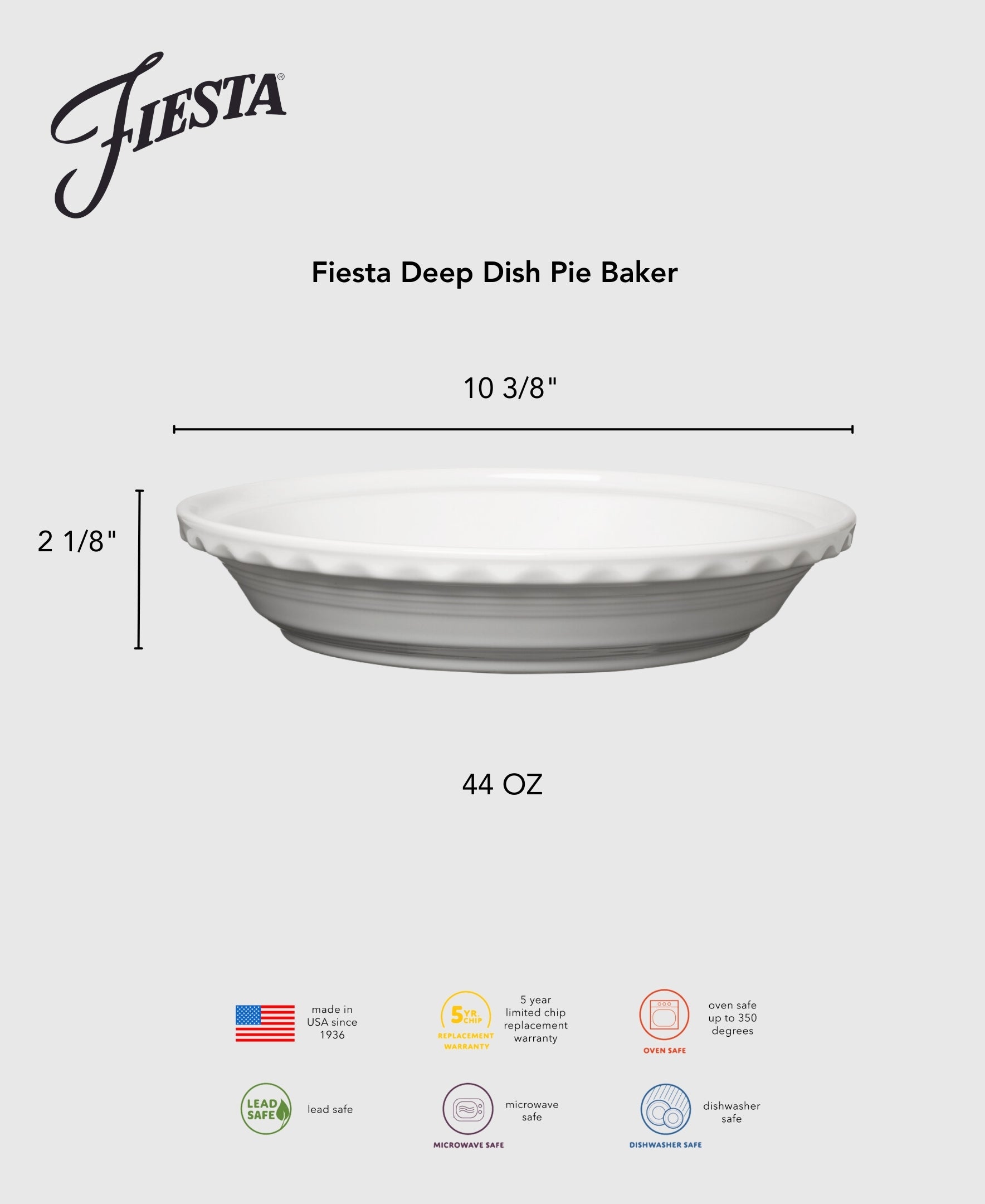 Fiesta Lavender 10 1/4 Inch Deep Dish Pie Baker 44OZ - Image 4